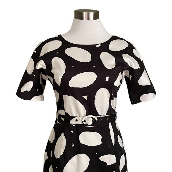 Marimekko Nada Dress Sz 34 US Womens 2 Black White Dot Print Belted Shift Modern - Picture 4 of 8